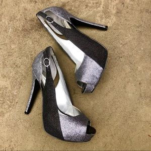 Sparkly Peep-Toe Stilettos